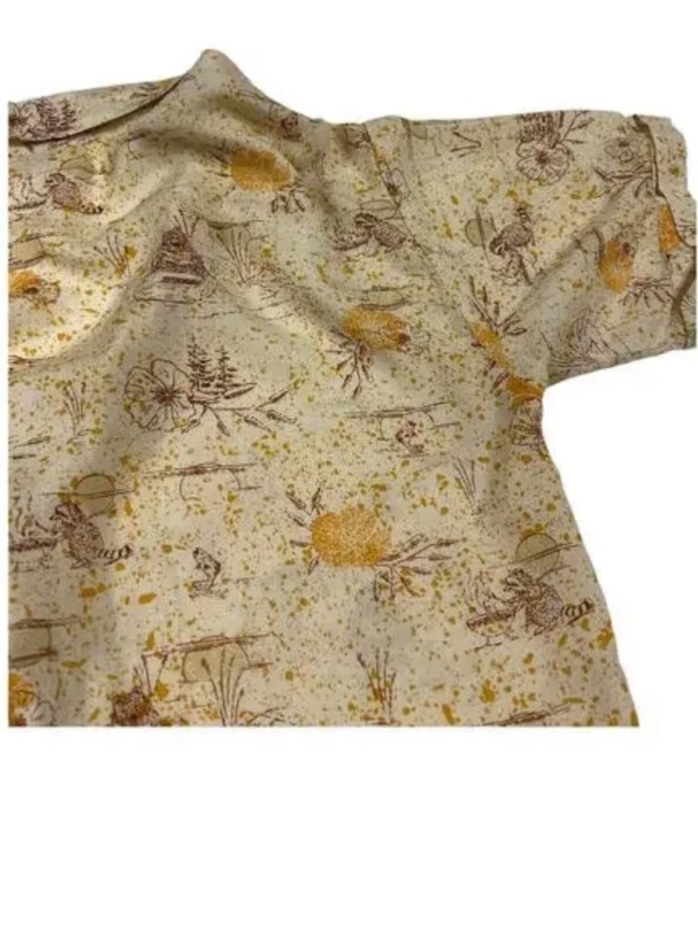 Prana women’s XS button shirt raccoon fish Hawaiian style natural colors - Picture 4 of 5